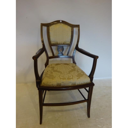 240 - Edwardian inlaid mahogany drawing room chair.