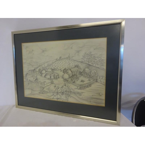 261 - Mercy Hunter,
Islandmor, Strangford,
Framed drawing,
Signed,
54cm x 70cm approx.