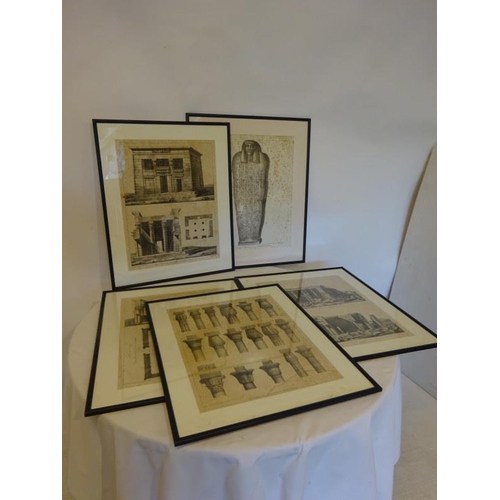 27 - Five framed architectural prints. (Foxing)