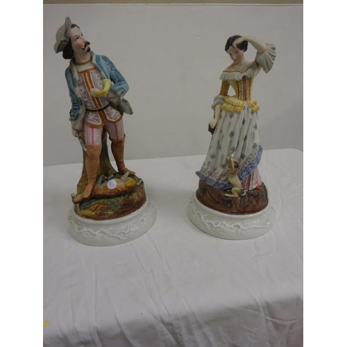 289 - A pair of antique French Bisque type figures. H. 25cm.