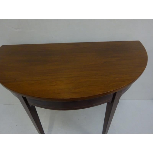 296 - Inlaid mahogany side table with later top. W. 113cm, D. 55cm, H. 75cm approx.