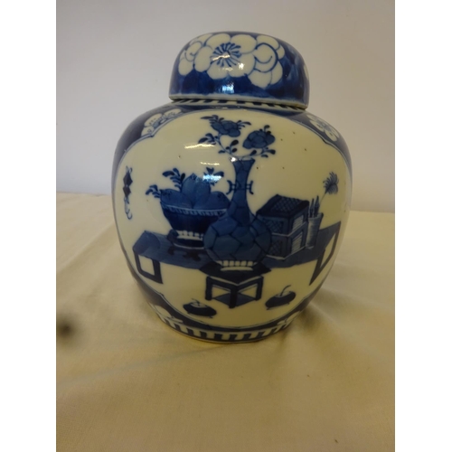 332 - A collection of Chinese blue and white china ware - pair of vases, single vase and two ginger jars a... 