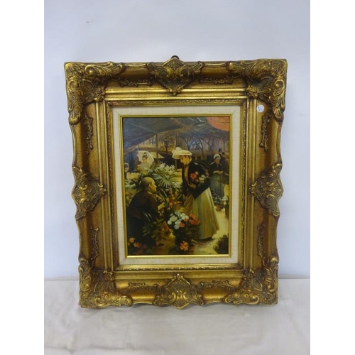 359 - Decorative gilt framed picture, The Flower Sellers.