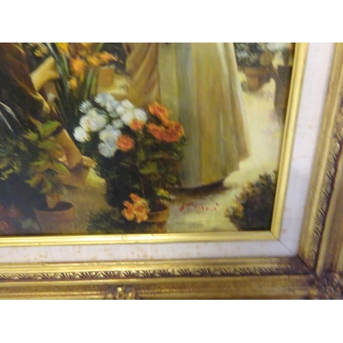 359 - Decorative gilt framed picture, The Flower Sellers.