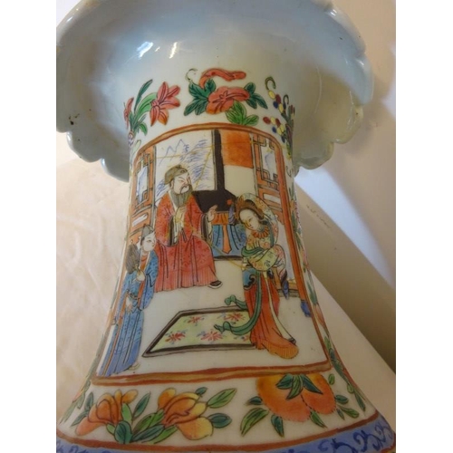 42 - Large antique Cantonese vase, damaged throughout. H. 60cm.