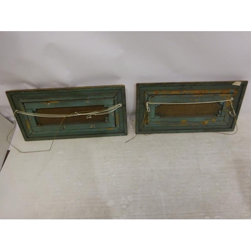 69 - A pair of 19th century gilt framed seascapes,
Oil on canvas,
Signed,
36cm x 69cm approx.