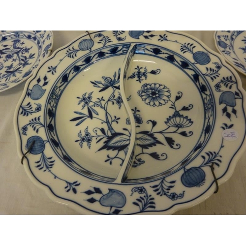 86 - A good collection of antique Meissen, plates and dishes with cross sword mark.