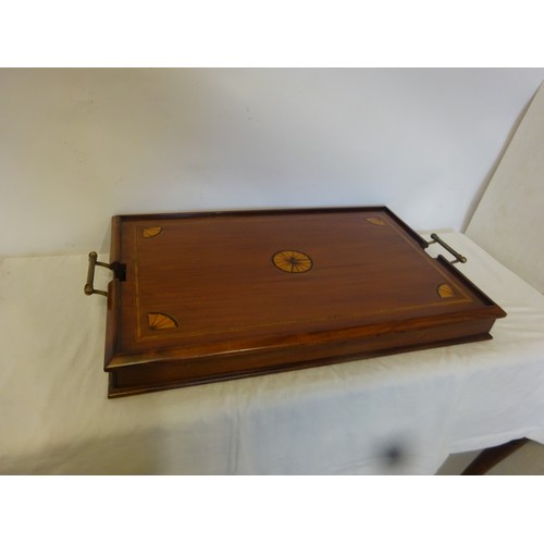 333 - Inlaid folding butlers tray.