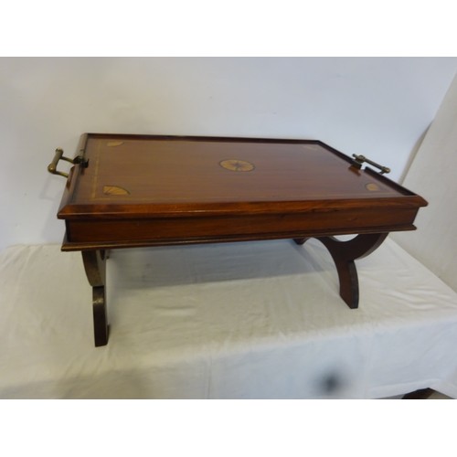 333 - Inlaid folding butlers tray.