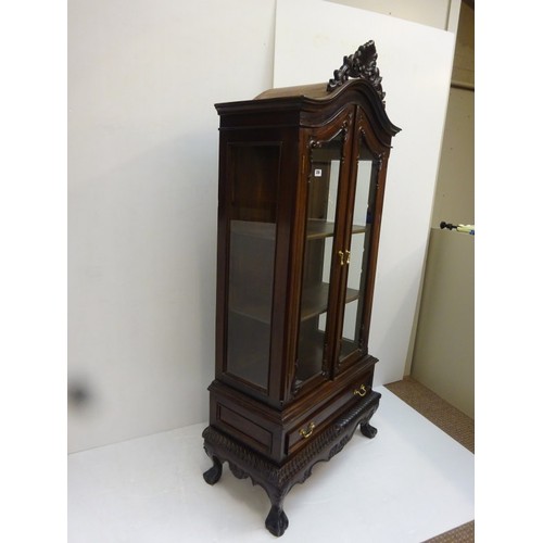 356 - Chippendale style two door mahogany drawing room cabinet, the base fitted with a drawer.  H. 227cm, ... 