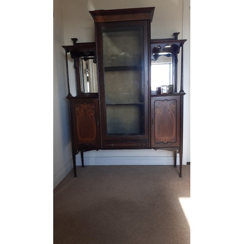 310 - Edwardian inlaid mahogany drawing room cabinet.