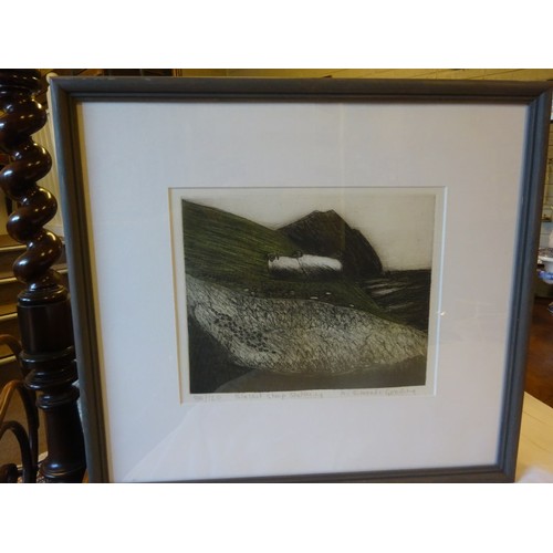 370 - M. Simonds Gooding,
Blasket sheep sheltering,
Limited edition etching,
Signed.