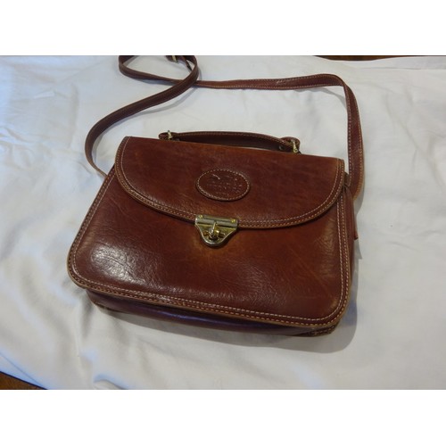 374 - Preowned Hermes leather cross over bag, no logo or stamp inside, some damage to the inside right han... 