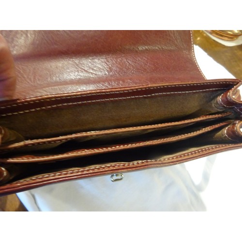 374 - Preowned Hermes leather cross over bag, no logo or stamp inside, some damage to the inside right han... 