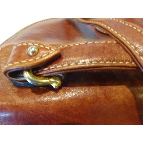 374 - Preowned Hermes leather cross over bag, no logo or stamp inside, some damage to the inside right han... 