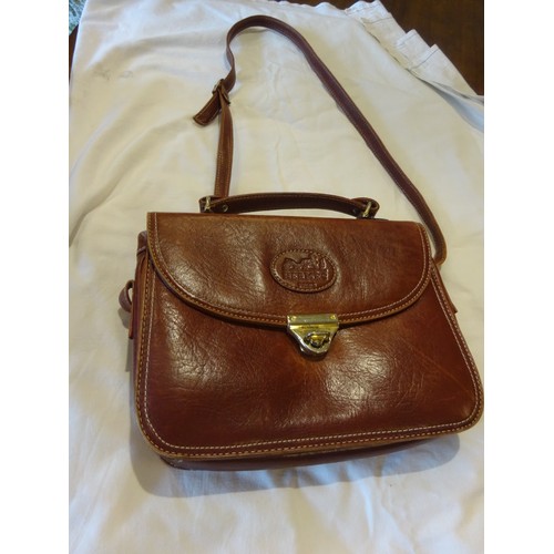 374 - Preowned Hermes leather cross over bag, no logo or stamp inside, some damage to the inside right han... 