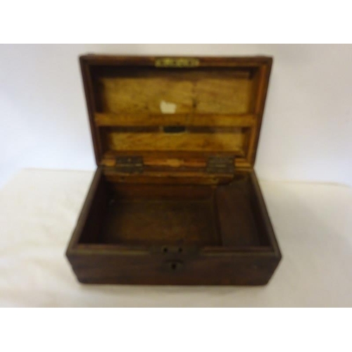 13 - Old timber box, the top insert with coin.