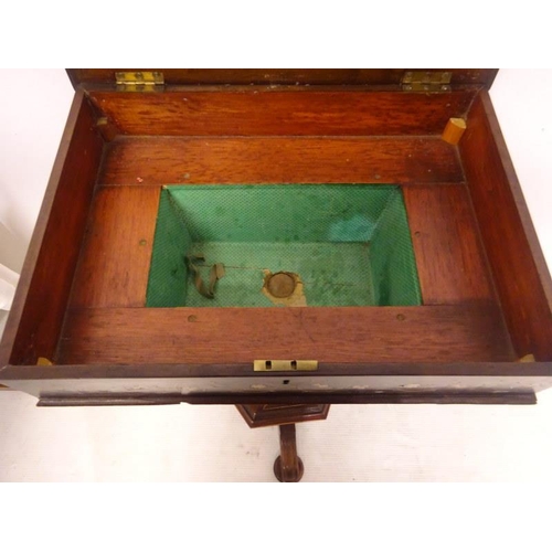 15 - 19th century Killarney wood ladies sewing box, the centre of the lift top inlaid with a deer raised ... 