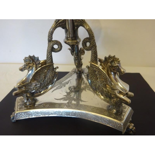 168 - Fine antique silver plated and glass table centre piece.