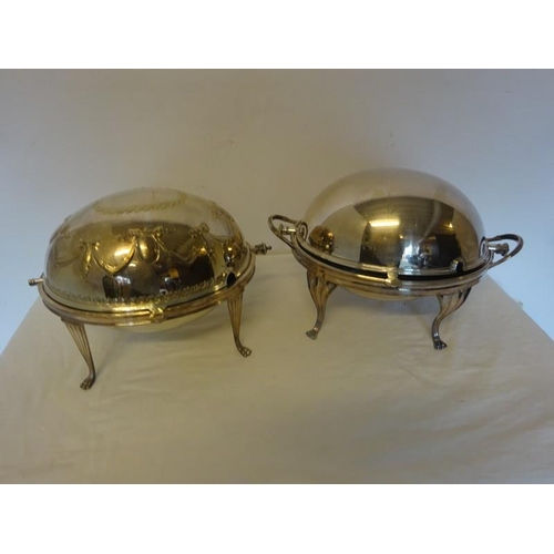 170 - Two silver plated turn over breakfast dishes.