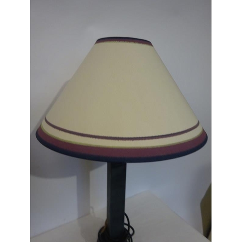 18 - Two metal table lamps and shades.