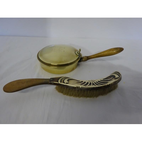 19 - Old brass crumb dish and tray.