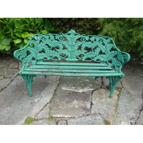 252 - Coalbrookdale design fern and blackberry cast iron seat. W. 148cm approx.