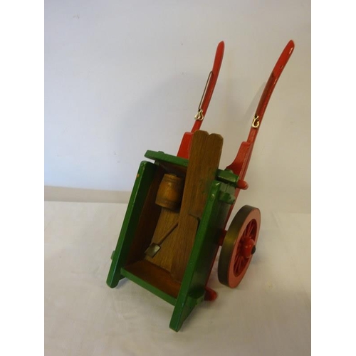 287 - Oak candle box and handmade cart. (2)