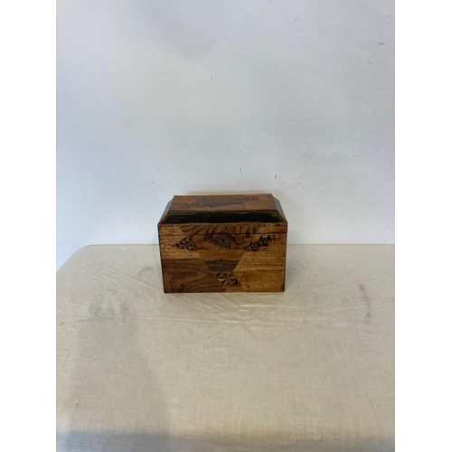 288 - Antique inlaid and lacquered tea caddy.