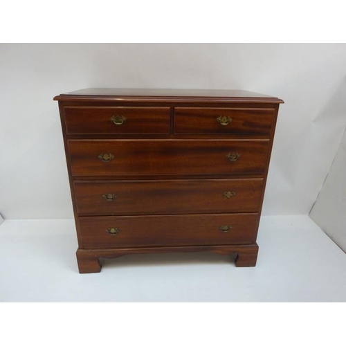 327 - Good quality Georgian style mahogany chest of two short and three long drawers raised on bracket fee... 