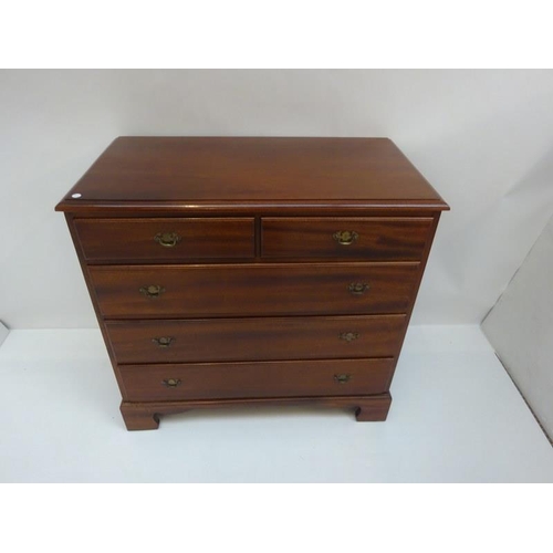 327 - Good quality Georgian style mahogany chest of two short and three long drawers raised on bracket fee... 