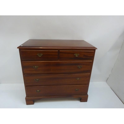 328 - Good quality Georgian style mahogany chest of two short and three long drawers raised on bracket fee... 