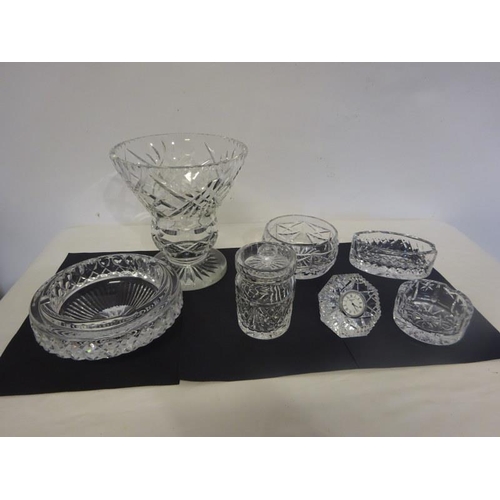 44 - Quantity of Waterford glass - vase, heavy ash tray, etc. (7)