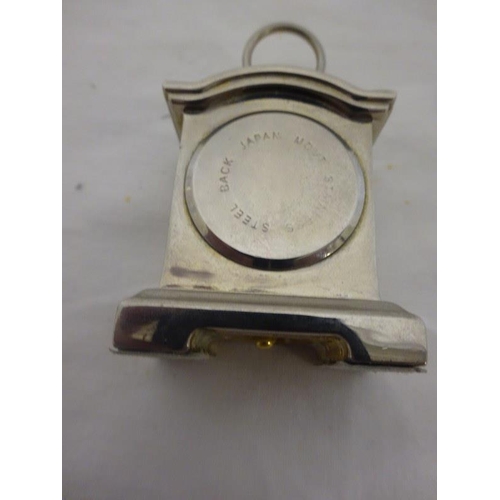 52 - Small French brass carriage clock (dial cracked) and two miniature Quartz's clocks.