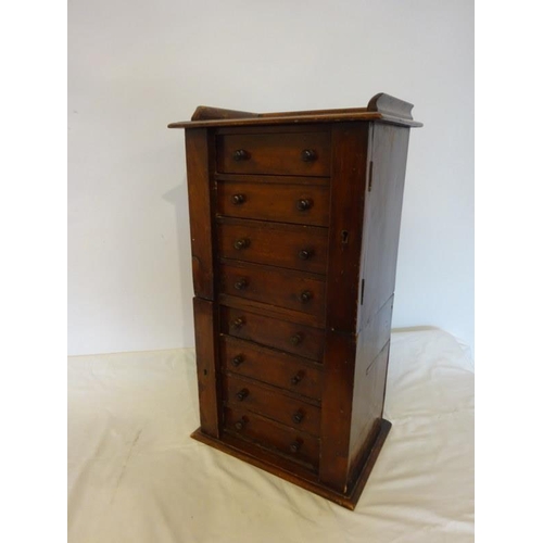 60 - A Victorian table top mahogany Wellington chest fitted with eight drawers. H. 62cm, W. 36cm, D. 25cm... 