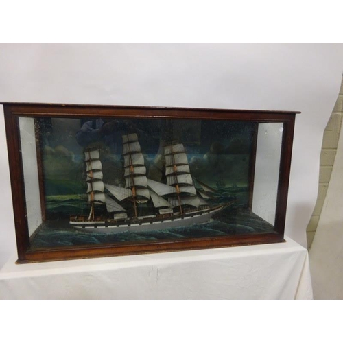 97 - Old cased clipper ships model. W. 116cm, d. 35cm, H. 60cm approx.