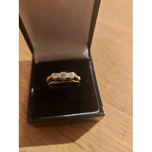 292 - Gold diamond engagement ring. Size P.