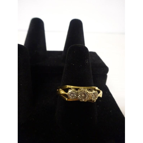 292 - Gold diamond engagement ring. Size P.