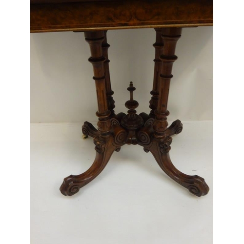 3 - A good Victorian inlaid walnut fold over card table. W. 90cm, D. 46cm, H. 77cm approx.