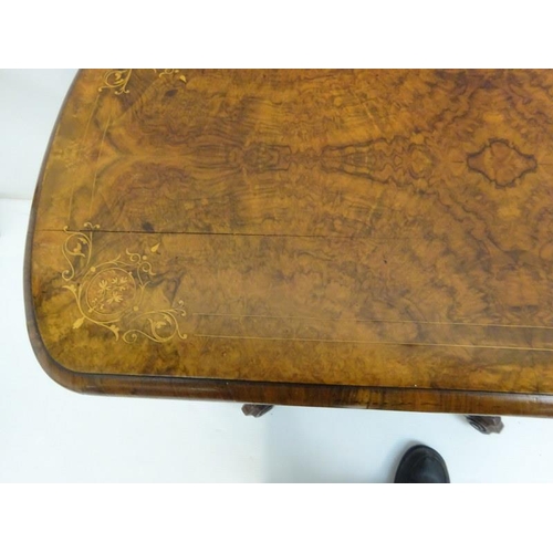 3 - A good Victorian inlaid walnut fold over card table. W. 90cm, D. 46cm, H. 77cm approx.