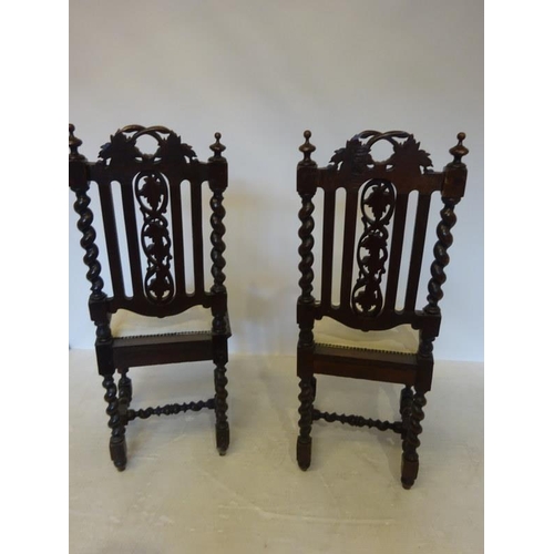 322 - Pair of Jacobean design carved oak chairs.