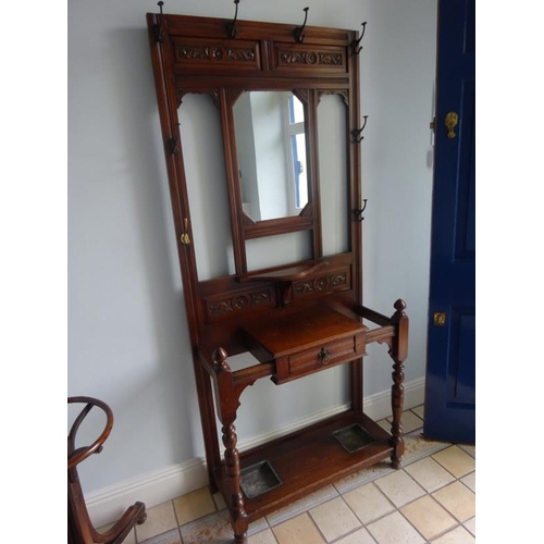 350 - Edwardian mahogany hall stand.