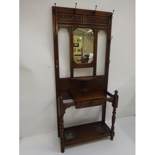 350 - Edwardian mahogany hall stand.