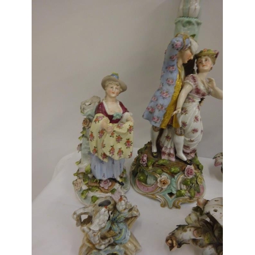 356 - Antique German porcelain candleabra, damaged throughout.