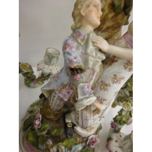 356 - Antique German porcelain candleabra, damaged throughout.