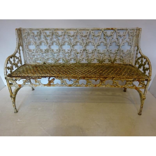 44 - Good antique cast iron garden seat. W. 143cm approx.