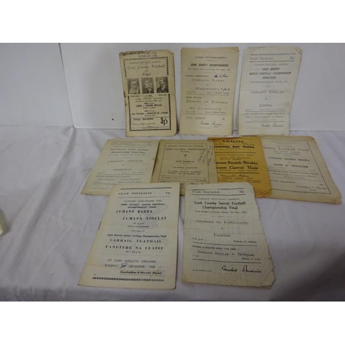 467 - Cork Club Games - Bundle of Fottball programmes from the 1940' to the 60's.