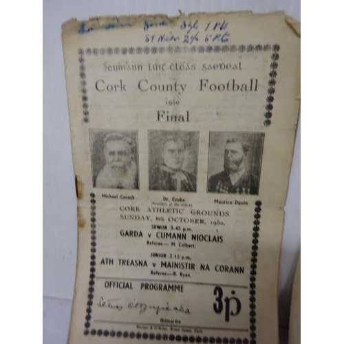 467 - Cork Club Games - Bundle of Fottball programmes from the 1940' to the 60's.