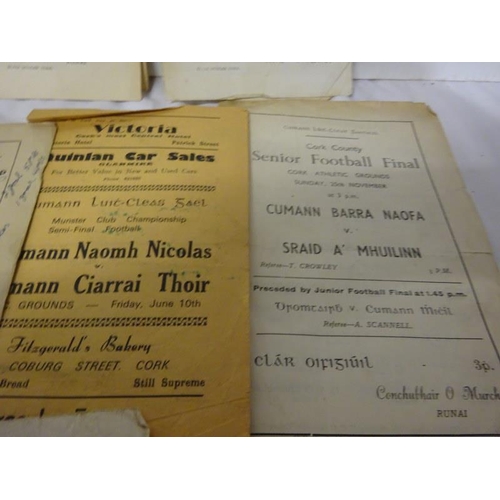 467 - Cork Club Games - Bundle of Fottball programmes from the 1940' to the 60's.