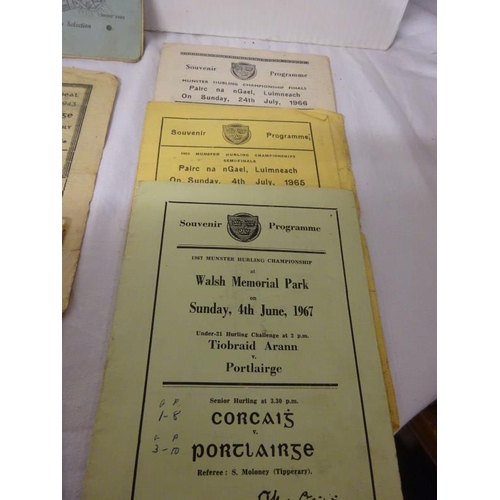 468 - Munster Hurling - A bundle of programmes from the 1930's to 1970's.